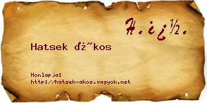 Hatsek Ákos névjegykártya